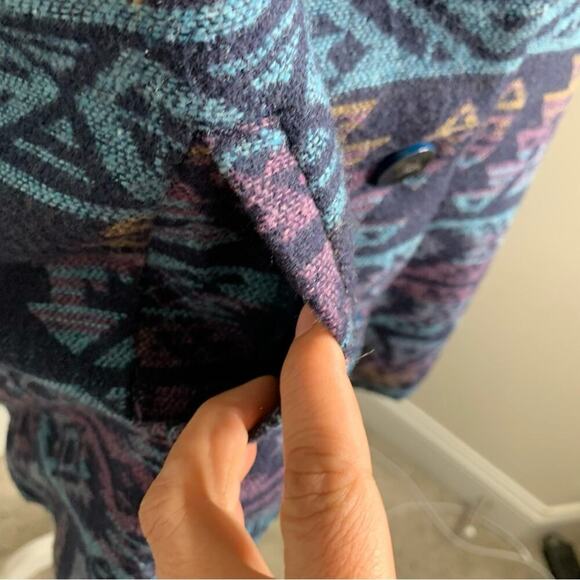 Anthropologie aztec faux fur bomber southwestern wool jacket medium‎ mob wife - Picture 3 of 5